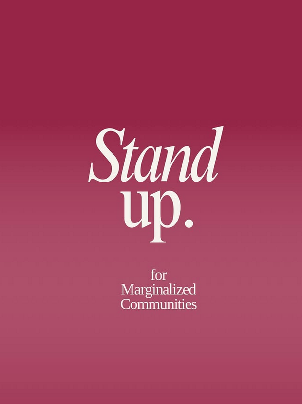 Stand Up For Marginalized Communities announcement slide